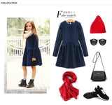 Girls Winter Elegant Thicken Kids Dress Warm Cotton Clothes Autumn 7-16Y Pink Blue