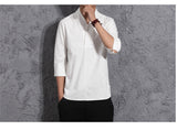 Mens Kimono Loose Seven-quarter Sleeve Shirt Blouse Brand Clothing