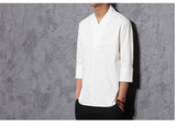 Mens Kimono Loose Seven-quarter Sleeve Shirt Blouse Brand Clothing