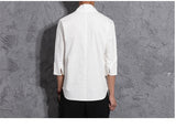Mens Kimono Loose Seven-quarter Sleeve Shirt Blouse Brand Clothing