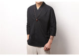 Mens Kimono Loose Seven-quarter Sleeve Shirt Blouse Brand Clothing