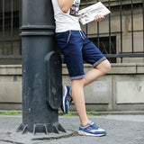 New Summer Men cotton beach elastic waist casual shorts