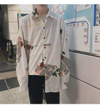 New Long Sleeves FLOWER Printing Classic Style Men's Hawaiian Shirt