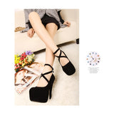 Woman Pumps Cross-tied Ankle Strap Party Shoes Platform Dress High Heels Suede Shoes