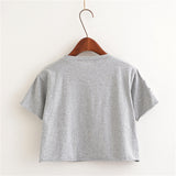 Women Crop Tops Harajuk Crew Neck Short Sleeve WHAT EVER printed T-Shirt