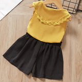 Bear Leader Girls Sets Summer Floral Children Sleeveless T-shirt+Solid Shorts