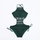 Sexy Lace Women Swimwear Hollow Back Bathing Suit One Pieces Swimsuit