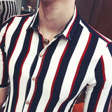New Cool Summer Men's Striped Boutique Short-sleeve Shirts