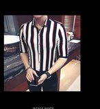 New Cool Summer Men's Striped Boutique Short-sleeve Shirts