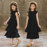 New Kids Summer Dress for Girls Cotton Layered Dress Beach