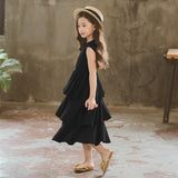 New Kids Summer Dress for Girls Cotton Layered Dress Beach