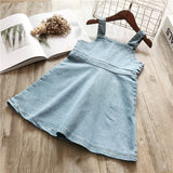 Summer Dress For Girls Sleeveless Denim Wash Strap Dress