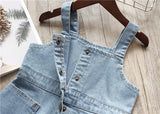 Summer Dress For Girls Sleeveless Denim Wash Strap Dress