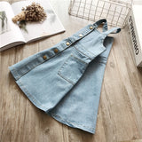 Summer Dress For Girls Sleeveless Denim Wash Strap Dress