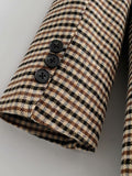 Women Plaid 2 Piece Set Blazer High Waist Skirt Office Lady