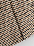 Women Plaid 2 Piece Set Blazer High Waist Skirt Office Lady
