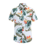 Mens Short Sleeve Beach Hawaiian Shirts Cotton Floral Shirts