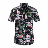 Mens Short Sleeve Beach Hawaiian Shirts Cotton Floral Shirts