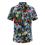 Mens Short Sleeve Beach Hawaiian Shirts Cotton Floral Shirts