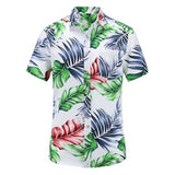 Mens Short Sleeve Beach Hawaiian Shirts Cotton Floral Shirts