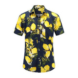 Mens Short Sleeve Beach Hawaiian Shirts Cotton Floral Shirts