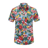 Mens Short Sleeve Beach Hawaiian Shirts Cotton Floral Shirts