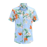 Mens Short Sleeve Beach Hawaiian Shirts Cotton Floral Shirts