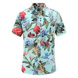 Mens Short Sleeve Beach Hawaiian Shirts Cotton Floral Shirts