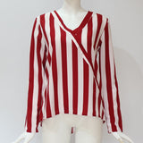 Women Striped Blouse Long Sleeve Blouse V-neck Casual Tops