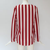 Women Striped Blouse Long Sleeve Blouse V-neck Casual Tops