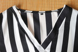 Women Striped Blouse Long Sleeve Blouse V-neck Casual Tops