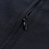 Elegant Solid Party Dress Half-Zip Long Sleeve Rib Bodycon