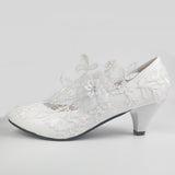BaoYaFang White Flower Pumps womens Bride High heels platform shoes