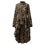 Women Ruffles Hem Blouse Elegant Lapel Neck Swallowtail Shirts