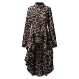 Women Ruffles Hem Blouse Elegant Lapel Neck Swallowtail Shirts