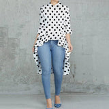 Women Ruffles Hem Blouse Elegant Lapel Neck Swallowtail Shirts