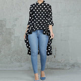 Women Ruffles Hem Blouse Elegant Lapel Neck Swallowtail Shirts