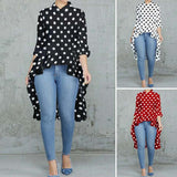 Women Ruffles Hem Blouse Elegant Lapel Neck Swallowtail Shirts