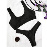 Women's Swimwear Sexy Solid Chest Pad Push-up Swimsuit