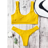 Women's Swimwear Sexy Solid Chest Pad Push-up Swimsuit