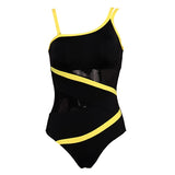 Andzhelika Sexy One Shoulder One Piece Swimsuit Off Shoulder Mesh Patchwork
