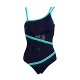 Andzhelika Sexy One Shoulder One Piece Swimsuit Off Shoulder Mesh Patchwork