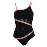Andzhelika Sexy One Shoulder One Piece Swimsuit Off Shoulder Mesh Patchwork