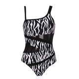 Andzhelika Sexy One Shoulder One Piece Swimsuit Off Shoulder Mesh Patchwork