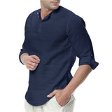 Men's Long Sleeve Cotton Linen Long Sleeve Cotton Breathable Shirts