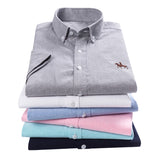 Summer Short Sleeve Turndown Collar Regular Fit Oxford Fabric Shirts