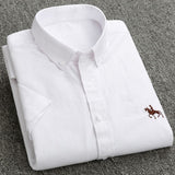 Summer Short Sleeve Turndown Collar Regular Fit Oxford Fabric Shirts