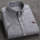Summer Short Sleeve Turndown Collar Regular Fit Oxford Fabric Shirts