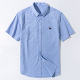 Summer Short Sleeve Turndown Collar Regular Fit Oxford Fabric Shirts