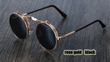 Steampunk Sunglasses Round Metal Women Retro Flip Double Metal Sun Glasses